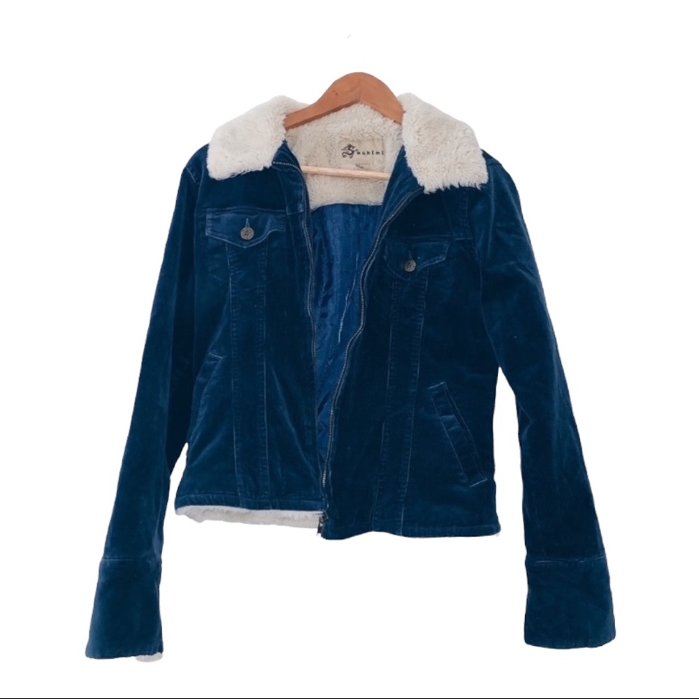Y2K Blue Corduroy Sherpa Jacket